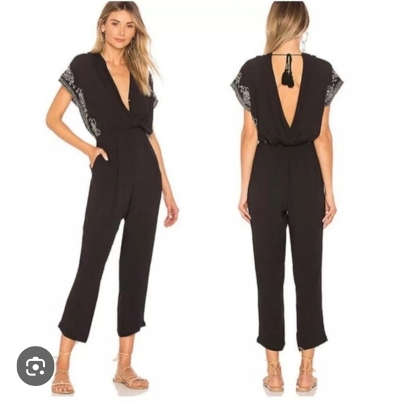 L*Space Raquel Embroidered Black Jumpsuit Size Xs - Picture 7 of 7
